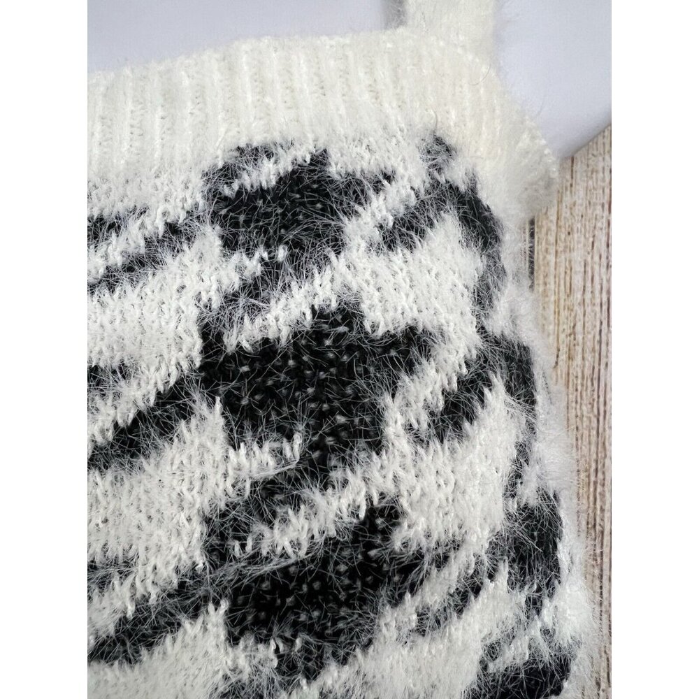 Willow & Wind Tank Top Sweater XS Black Ivory Houndstooth Soft‎ Cami Furry Cozy - Picture 4 of 7